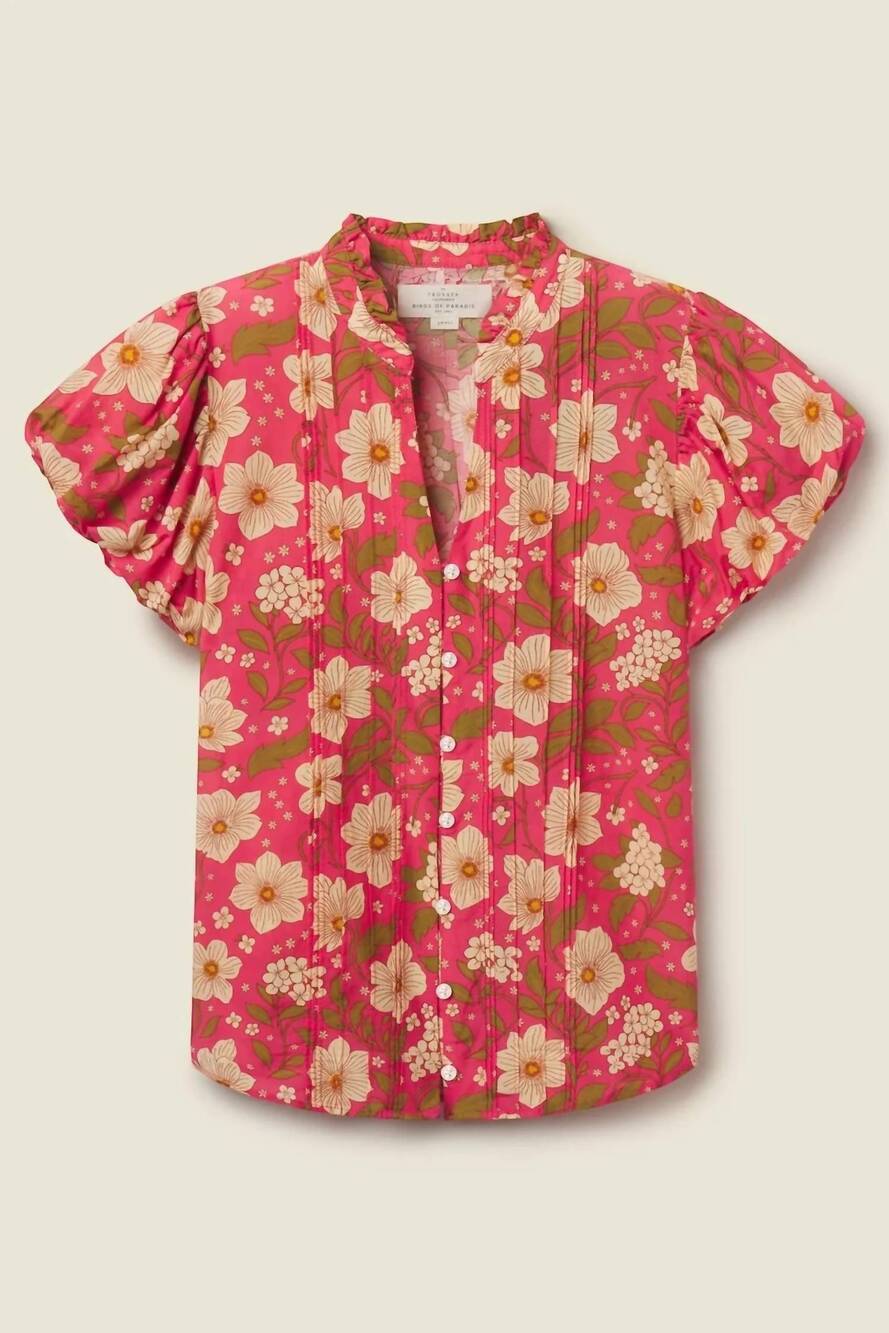 NEW TROVATA women's luna puff sleeve blouse in rancho rose